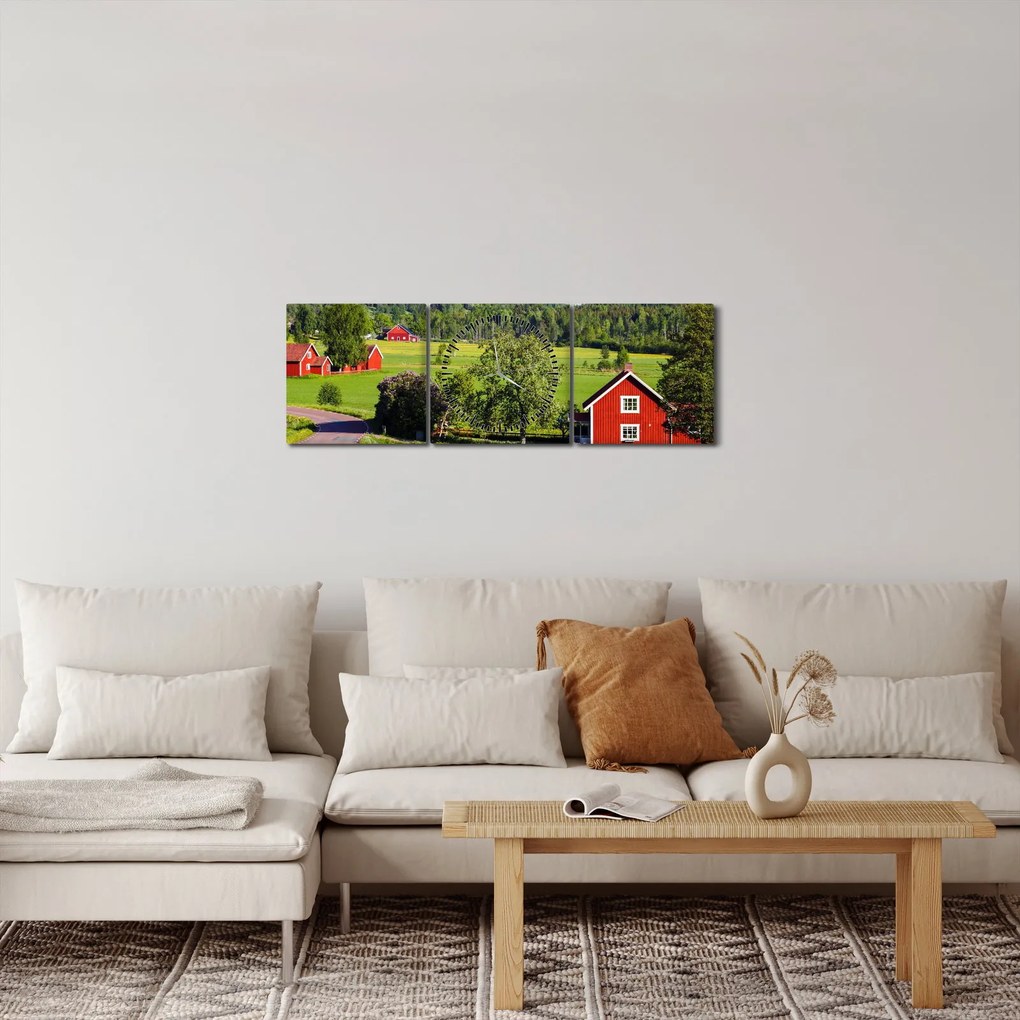 Vidéki kép (órával) (90x30 cm)