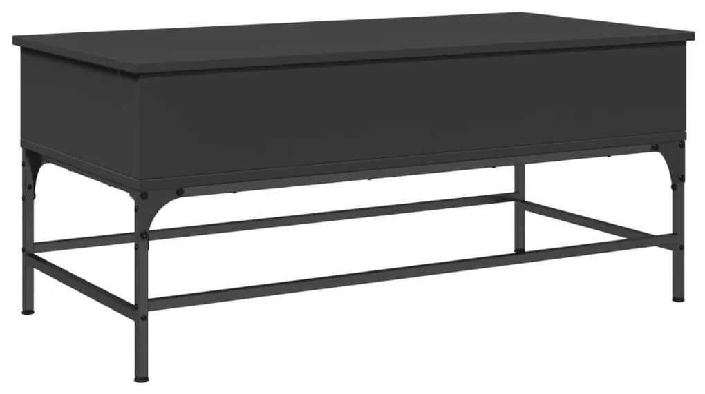 Fekete szerelt fa és fém dohányzóasztal 100 x 50 x 45 cm