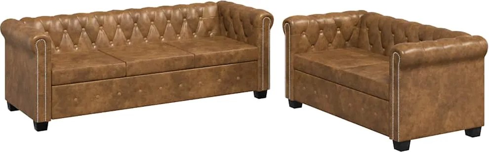 vidaXL barna 2 személyes és 3 személyes Chesterfield ülőgarnitúra