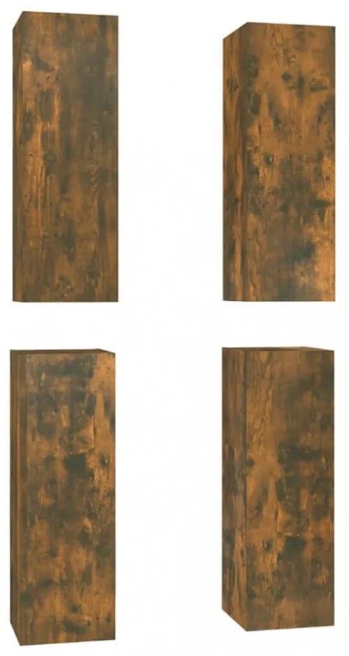 4 db füstös tölgy színű szerelt fa TV-szekrény 30,5x30x90 cm