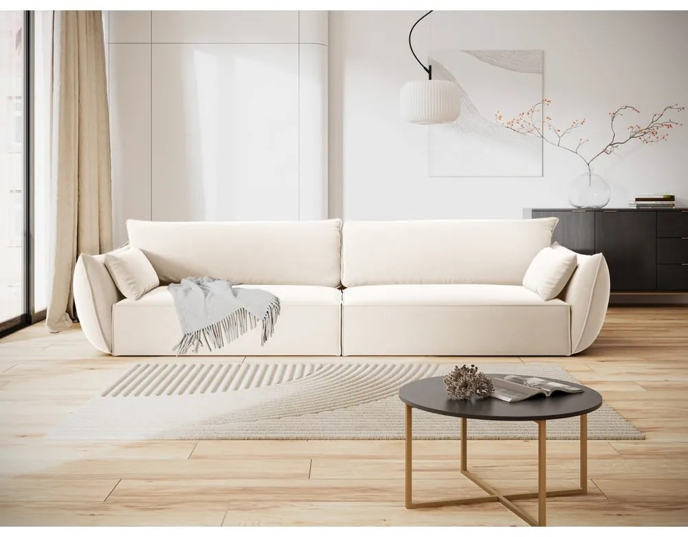 Bézs bársony kanapé 248 cm Vanda – Mazzini Sofas