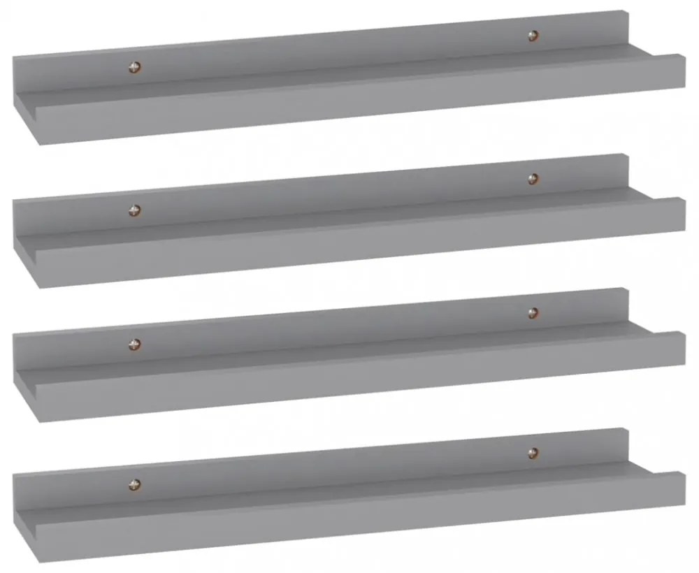 4 db szürke fali polc 40 x 9 x 3 cm