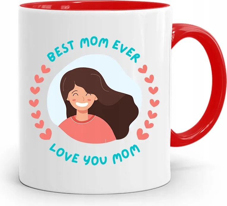 Piros Bögre Ajándék Anyukáknak Best Mom nyomott mintával