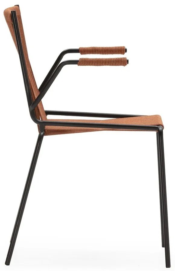 Terrakotta színű fém karfás-rakásolható étkezőszék szett 2 db-os Emily – Marckeric