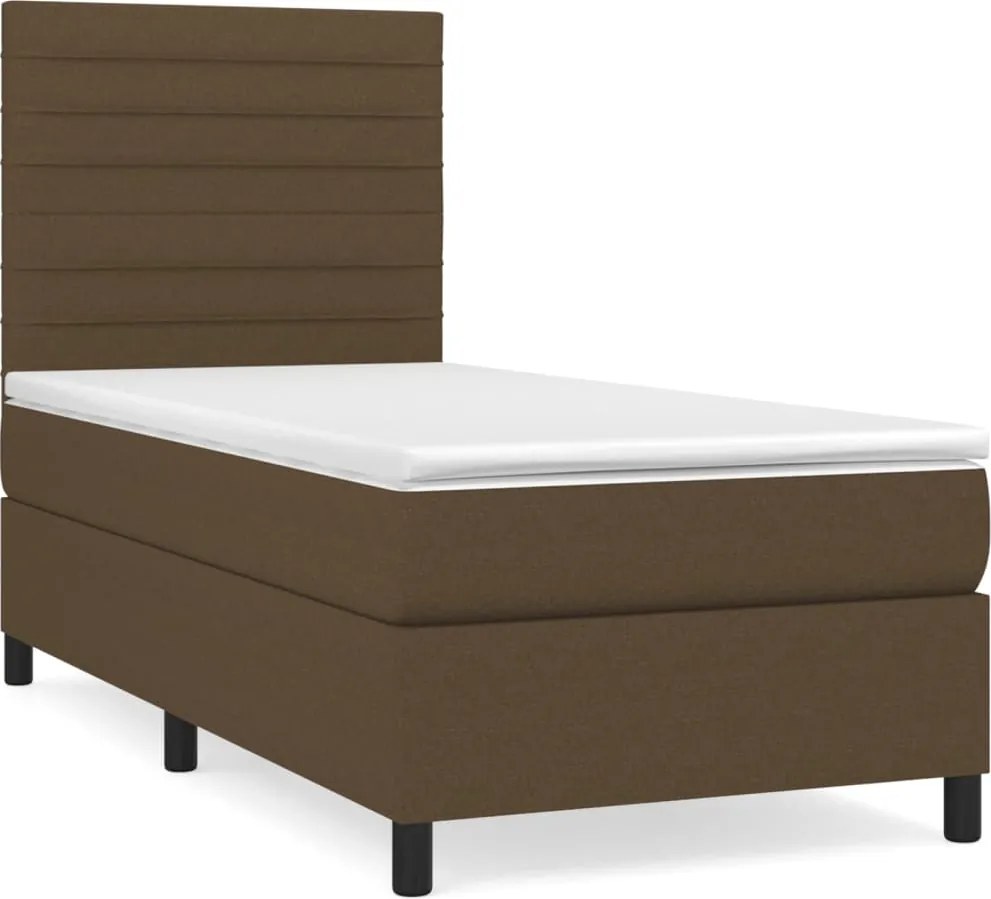 vidaXL sötétbarna szövet rugós ágy matraccal 100 x 200 cm