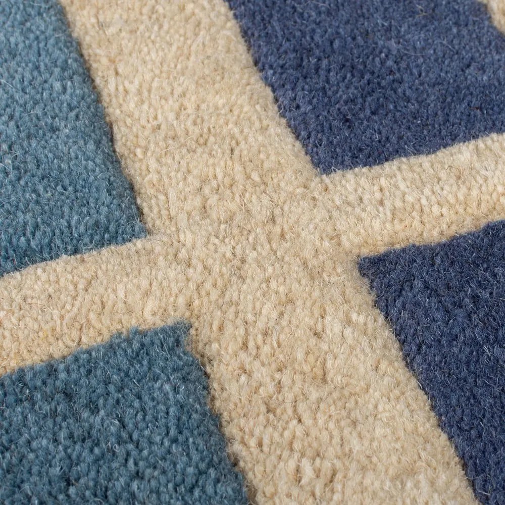 Kék-narancssárga kézi szövésű gyapjú szőnyeg 120x170 cm Retro Blocks – Flair Rugs