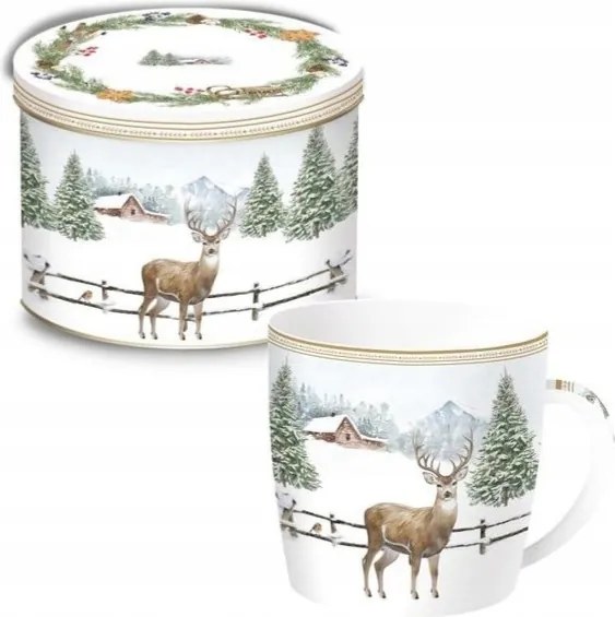 easy life porcelán bögre díszdobozban téli szarvas 350ml