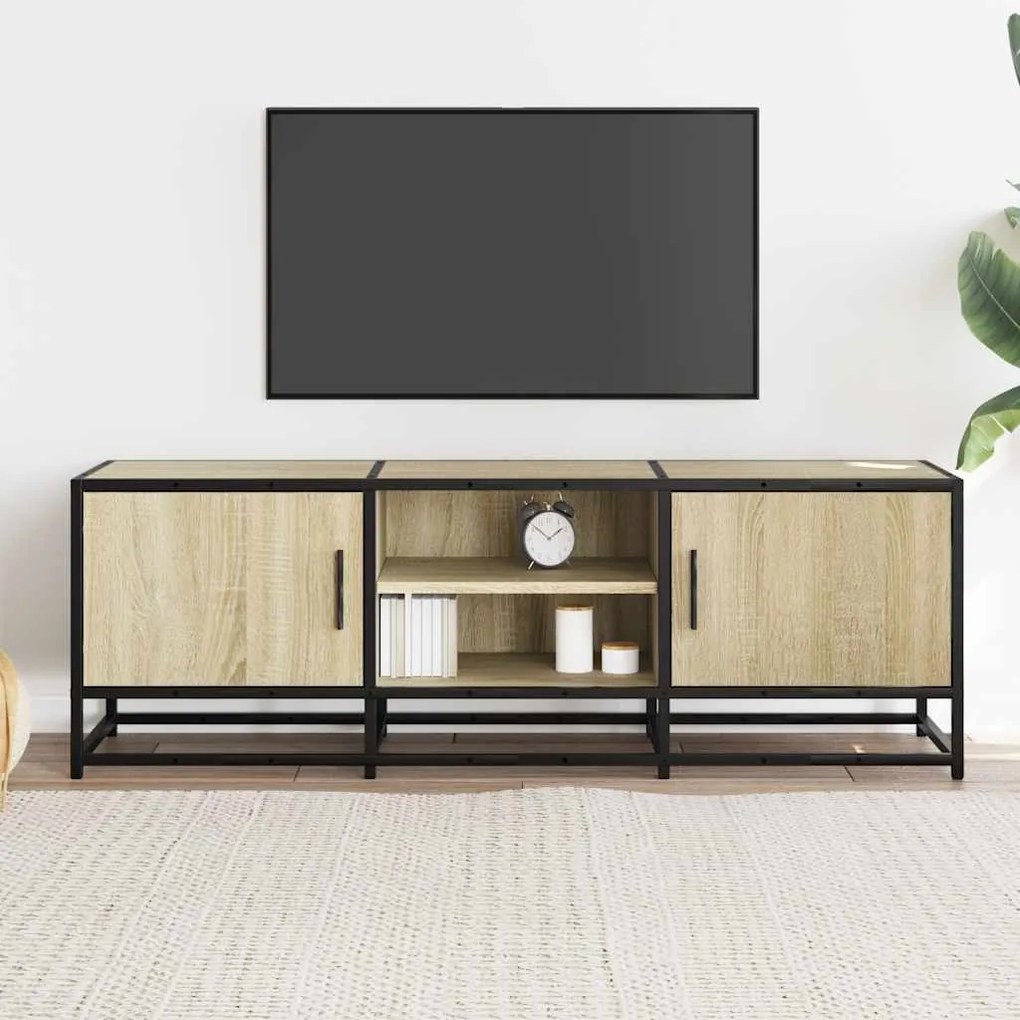 sonoma tölgy színű szerelt fa és fém TV-szekrény 120x35x41 cm