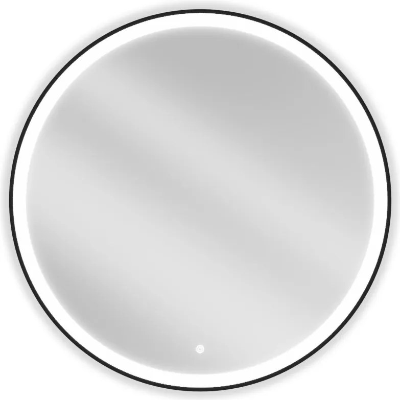 Mexen Esso kivilágított, kör alakú fürdőszobai tükör, 90 cm, LED 6000K, páramentes, fekete keret - 9825-090-090-611-70