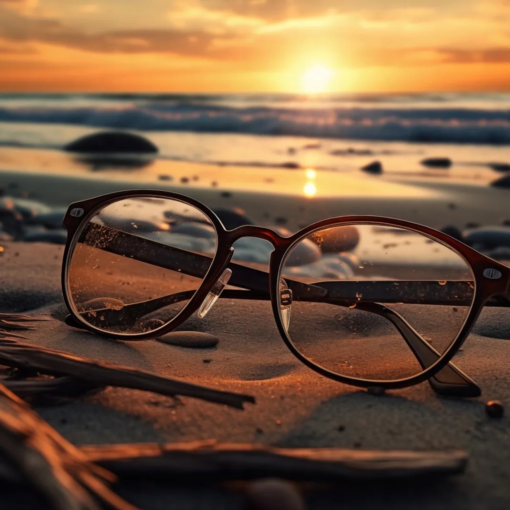 Poszter 20x20cm Naplemente üvegen keresztül