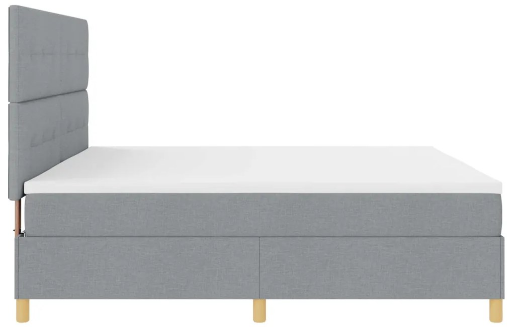 vidaXL Boxspring Ágy Mattal és LED Fénnyel Világosszürke 200x200 cm Szövet