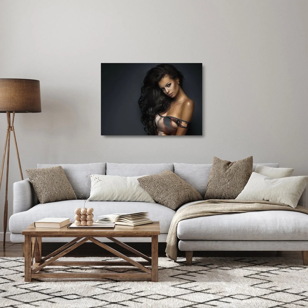Kép - portré a csábító nőről (üvegen) (70x50 cm)
