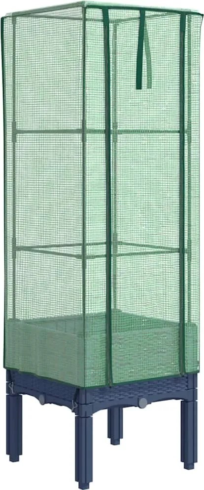 vidaXL rattan megjelenésű magaságyás melegháztakaróval 40x40x140 cm