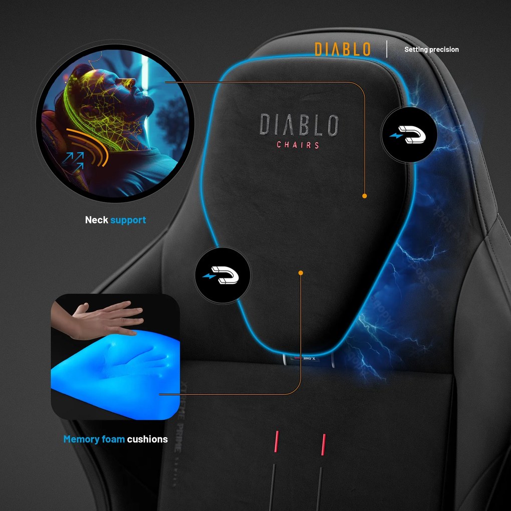 Gamer szék fekete Normal Size: Diablo X-One Prime Burned Black