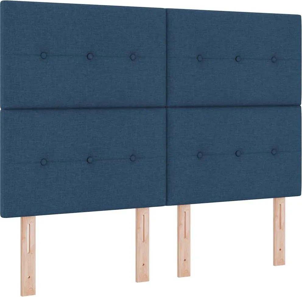 vidaXL Boxrugós ágy matracmal leddel Kék 160 x 200 cm szövet