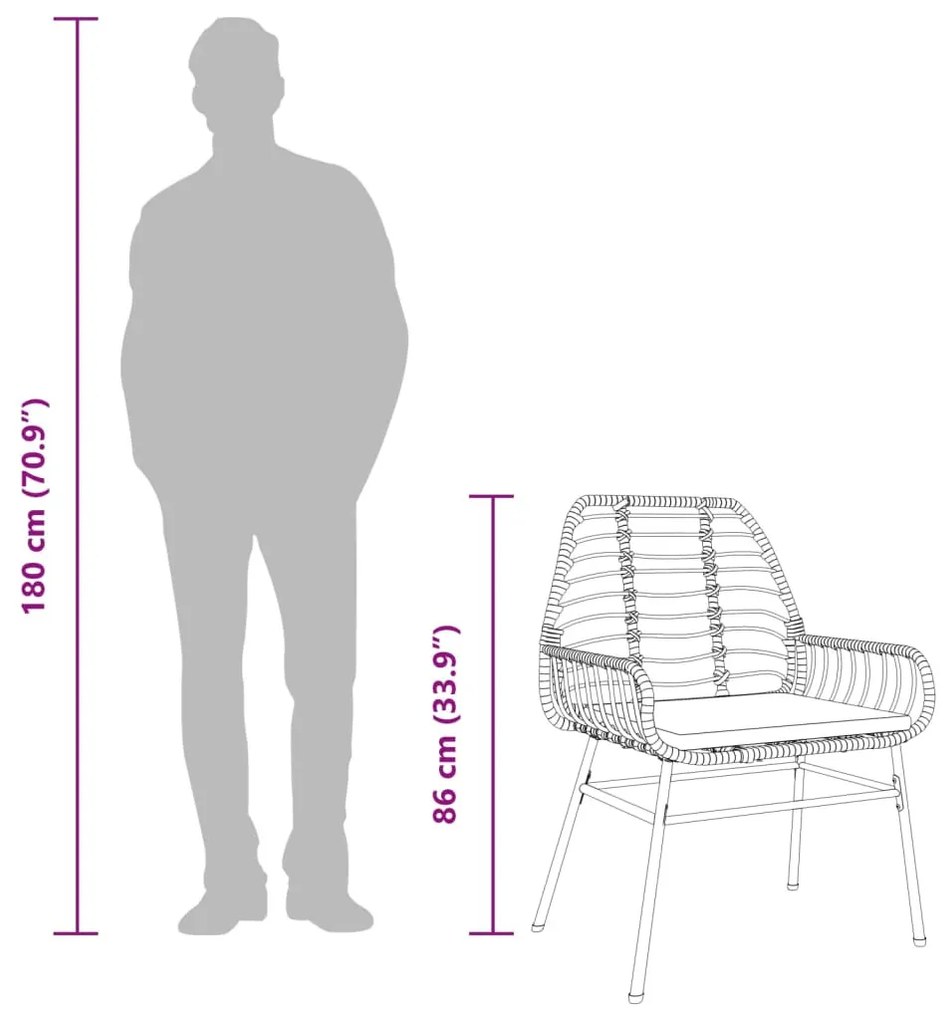 2 db barna polyrattan kerti szék párnákkal