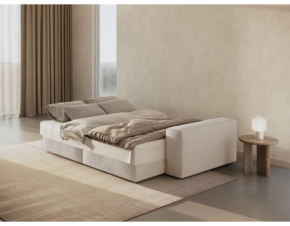 Bézs buklé kinyitható kanapé 247 cm Jodie – Micadoni Home