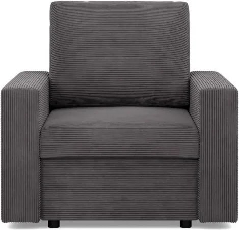 Zeus fotel, egyenes kartámasz, kordbársony, bonell töltet, szürke