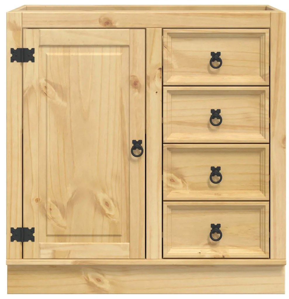 Cabinet fiókkal polcokkal Méz 80 x 46 x 81,5 cm Tömör fenyőfa