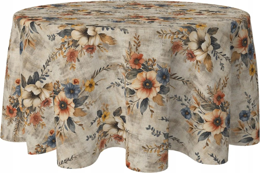 Abrosz Kerek Foltálló Átm. 140 CM Asztalra Kerek Tavaszi Virág Minta 390