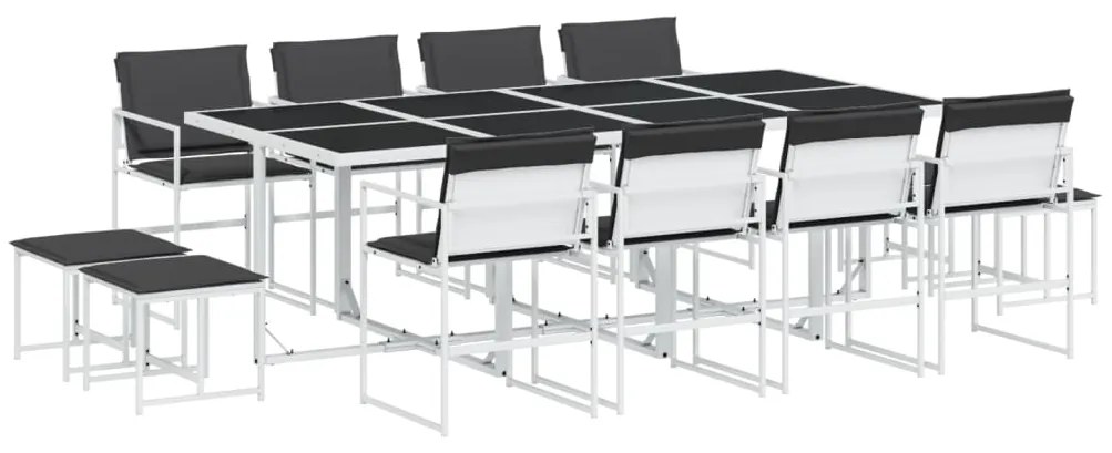 vidaXL 13 részes fehér textilén kerti étkezőgarnitúra párnákkal