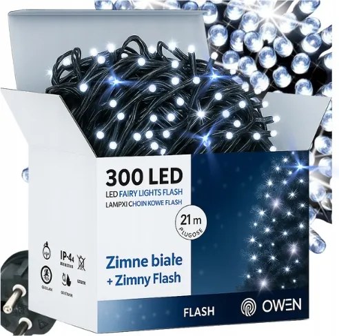 Karácsonyfa Lámpa 300 Led Kültéri Fehér Hideg Flash Vastag Hermetikus