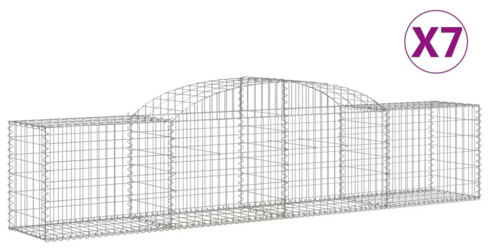 7 db íves horganyzott vas gabion kosár 300x50x60/80 cm