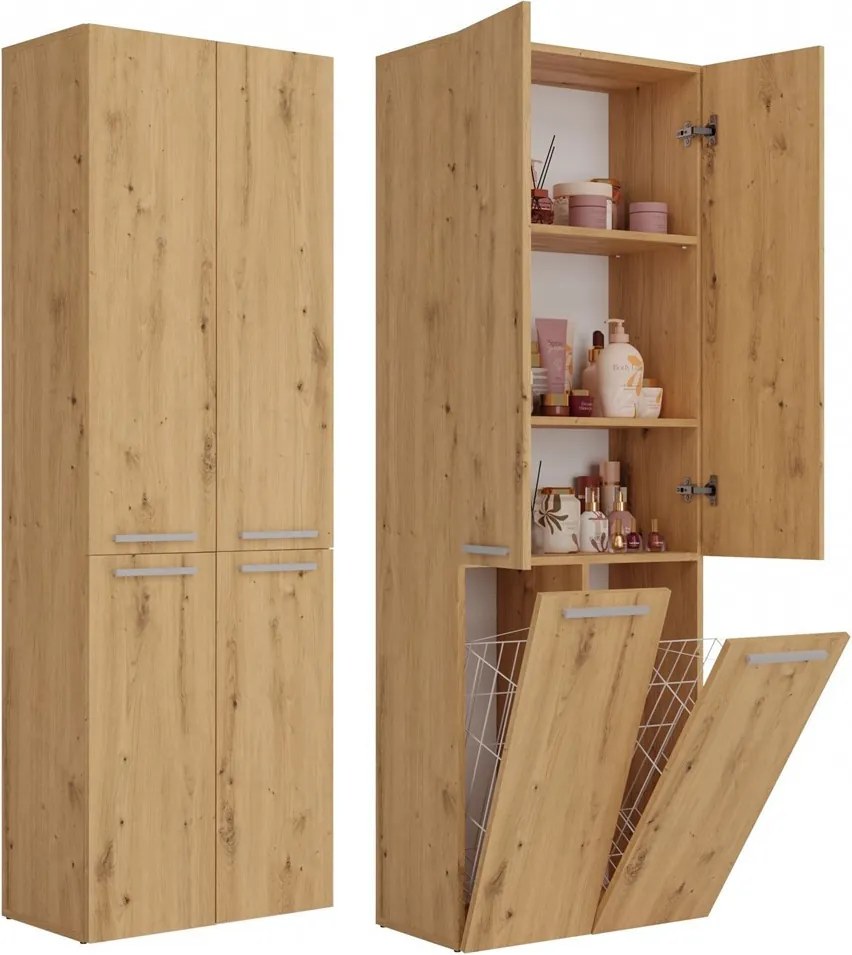 2K DD fürdőszoba szekrény, tölgy