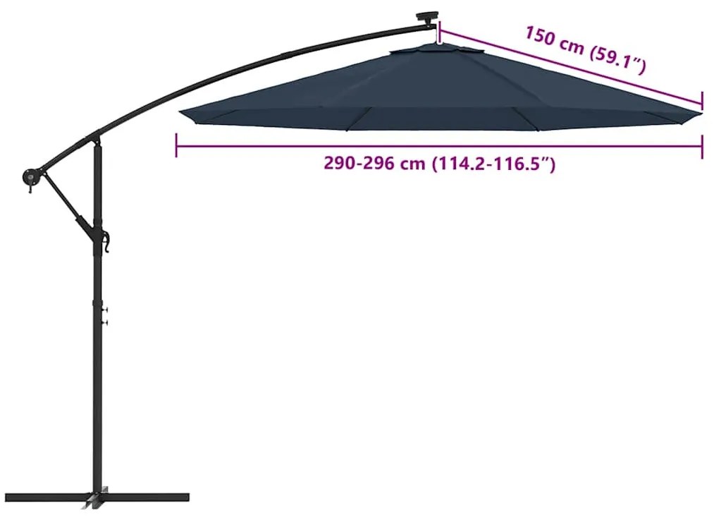 kék konzolos napernyő csereponyva 300 cm