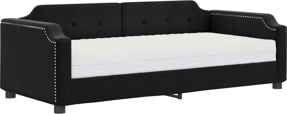 vidaXL fekete szövet kanapéágy matraccal 90 x 200 cm