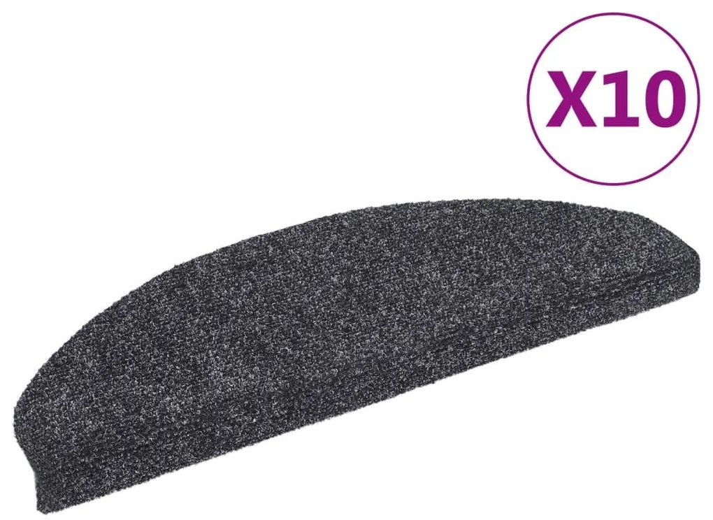 10 db sötétszürke lyukasztott öntapadó lépcsőszőnyeg 65x21x4 cm