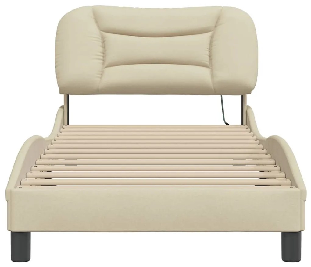 krém szövet ágykeret LED-ekkel matrac nélkül Hvar 80x200 cm