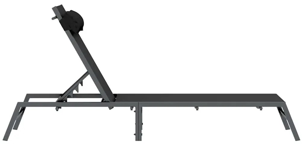 Napozó 1-személy Fekete 197 x 54 x 86 cm Acél és textilén