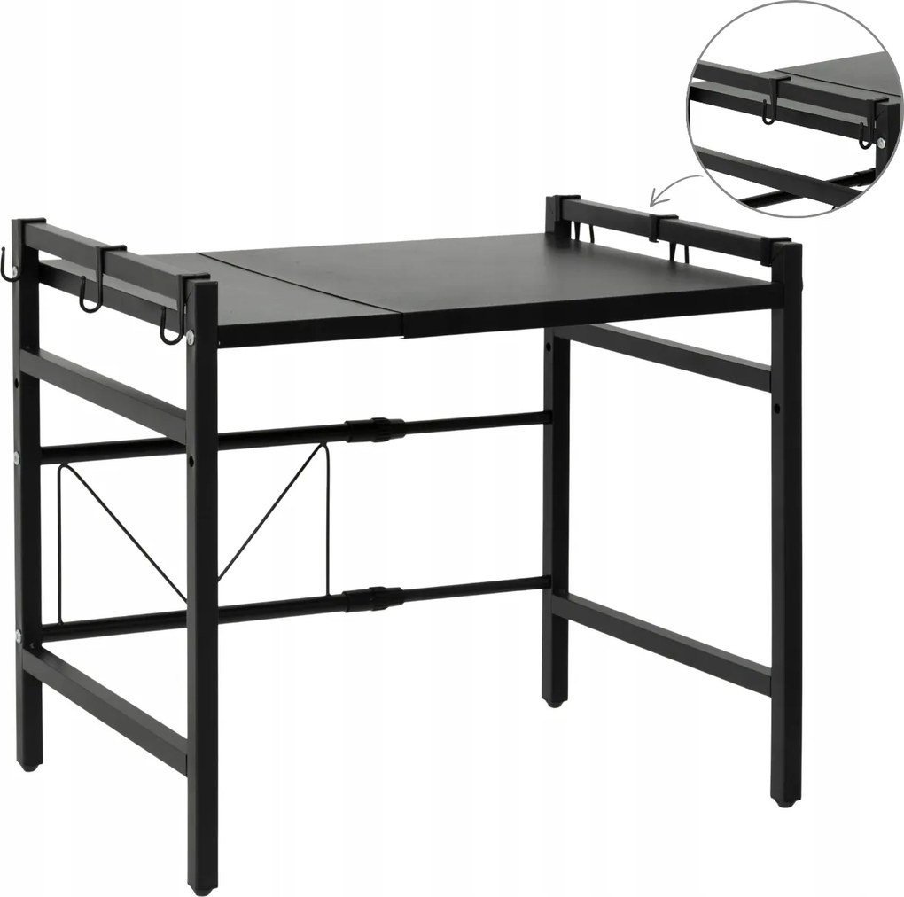 Konyhai polc mikrohullámú sütő fölé állítható Fekete 45,5 cm minimalista Loft