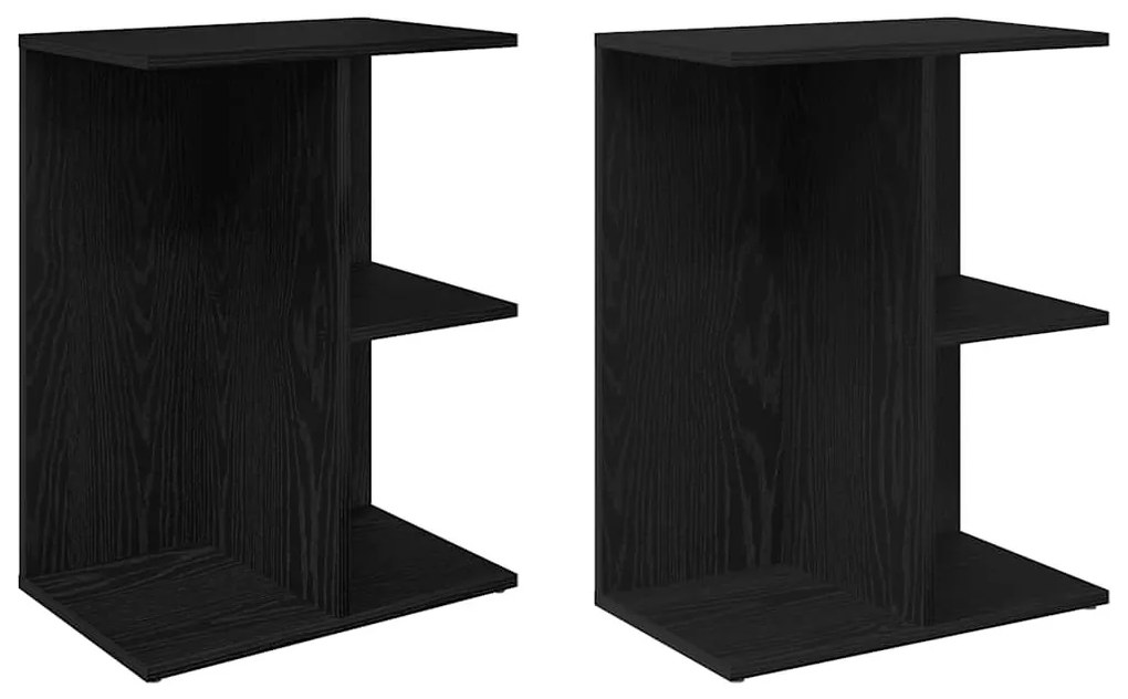 éjjeliszekrények 2 db fekete tölgy 46,5x29x61 cm gépelt fa
