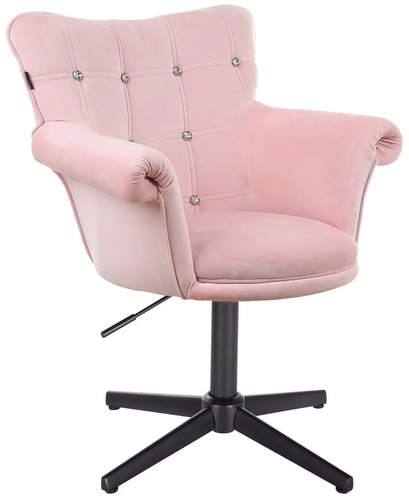 HR804CCROSS Rózsaszín modern velúr szék fekete lábbal
