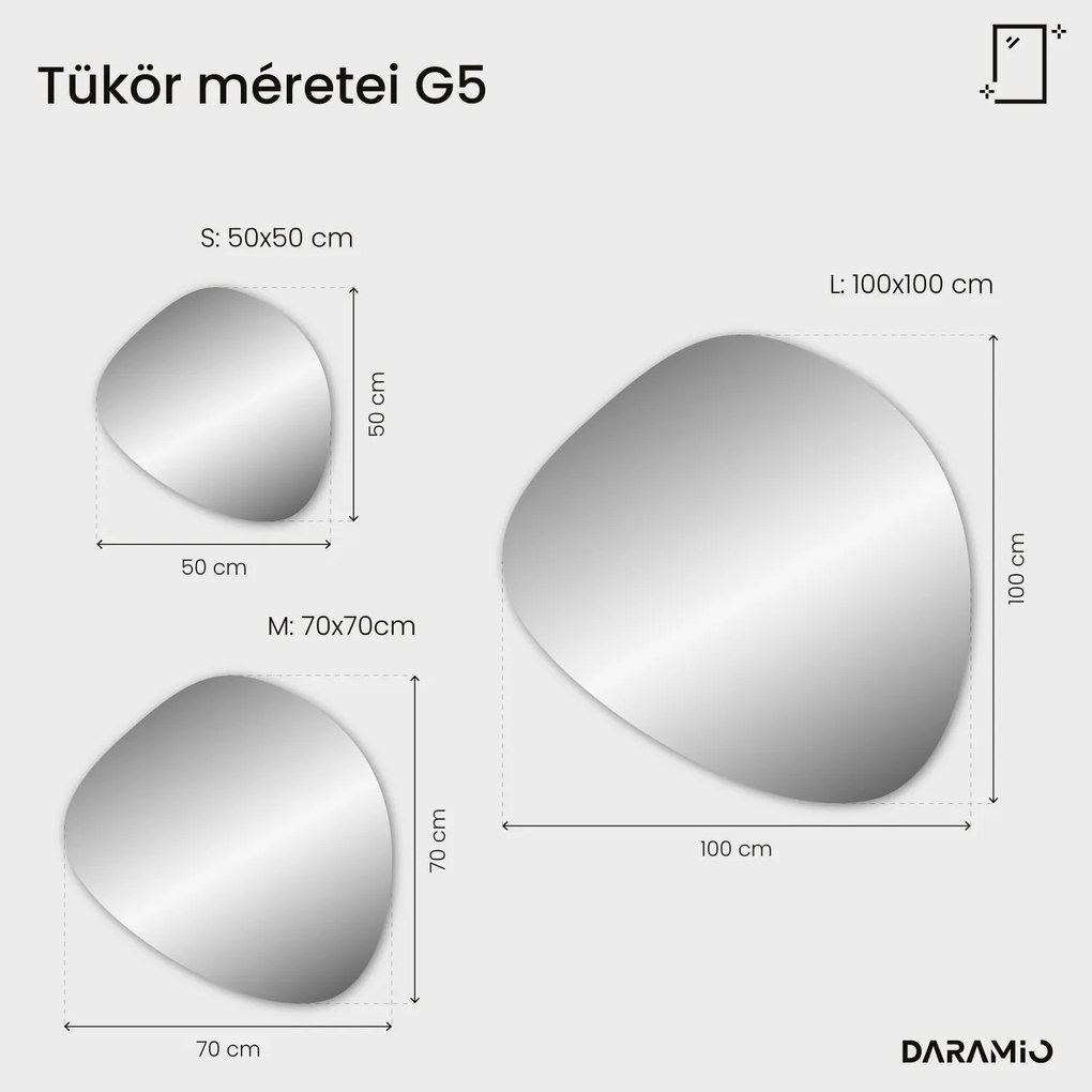 Kavics alakú tükör LED-világítással G5