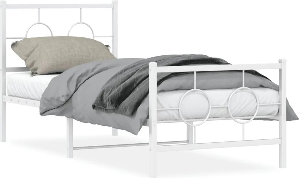 vidaXL fehér fém ágykeret fej- és lábtámlával 80x200 cm