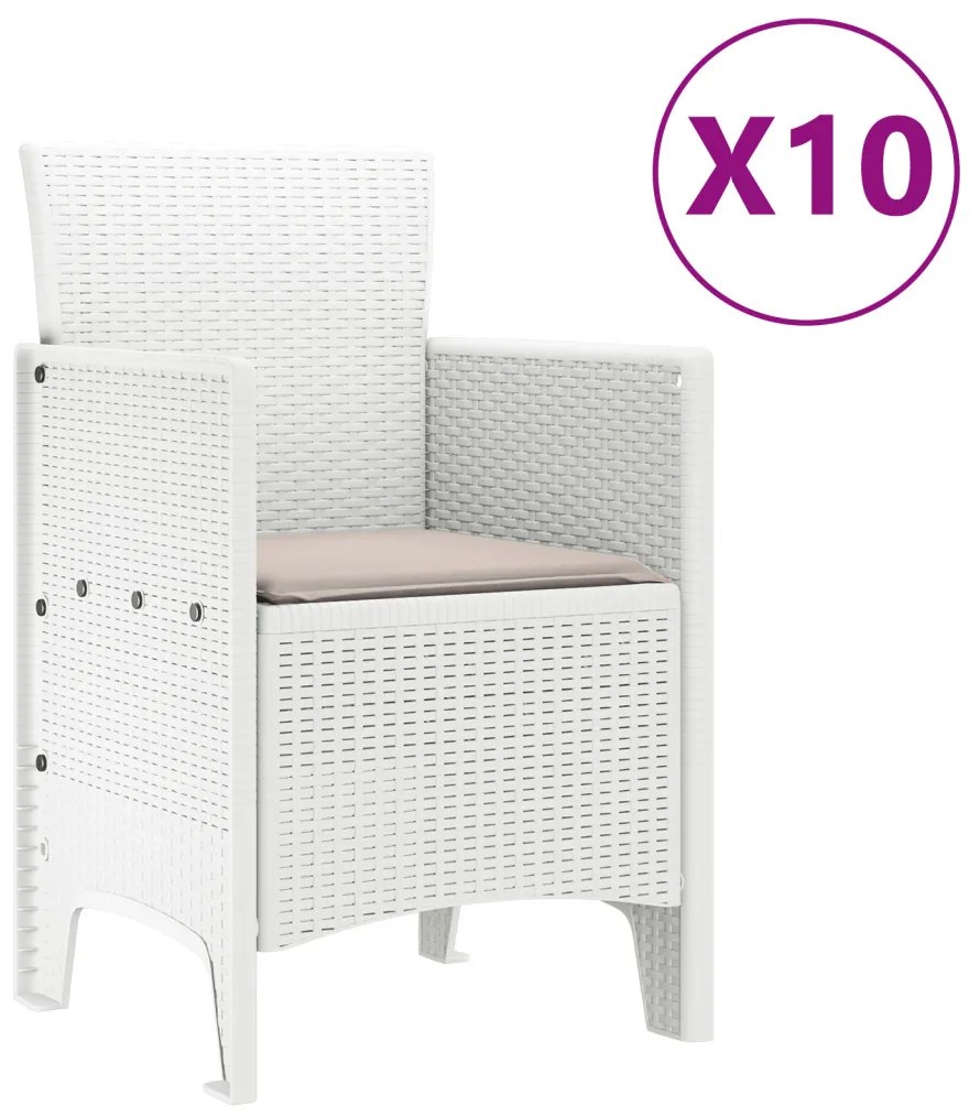 Kert étkező szett 11 pcs Fehér Polt rattan