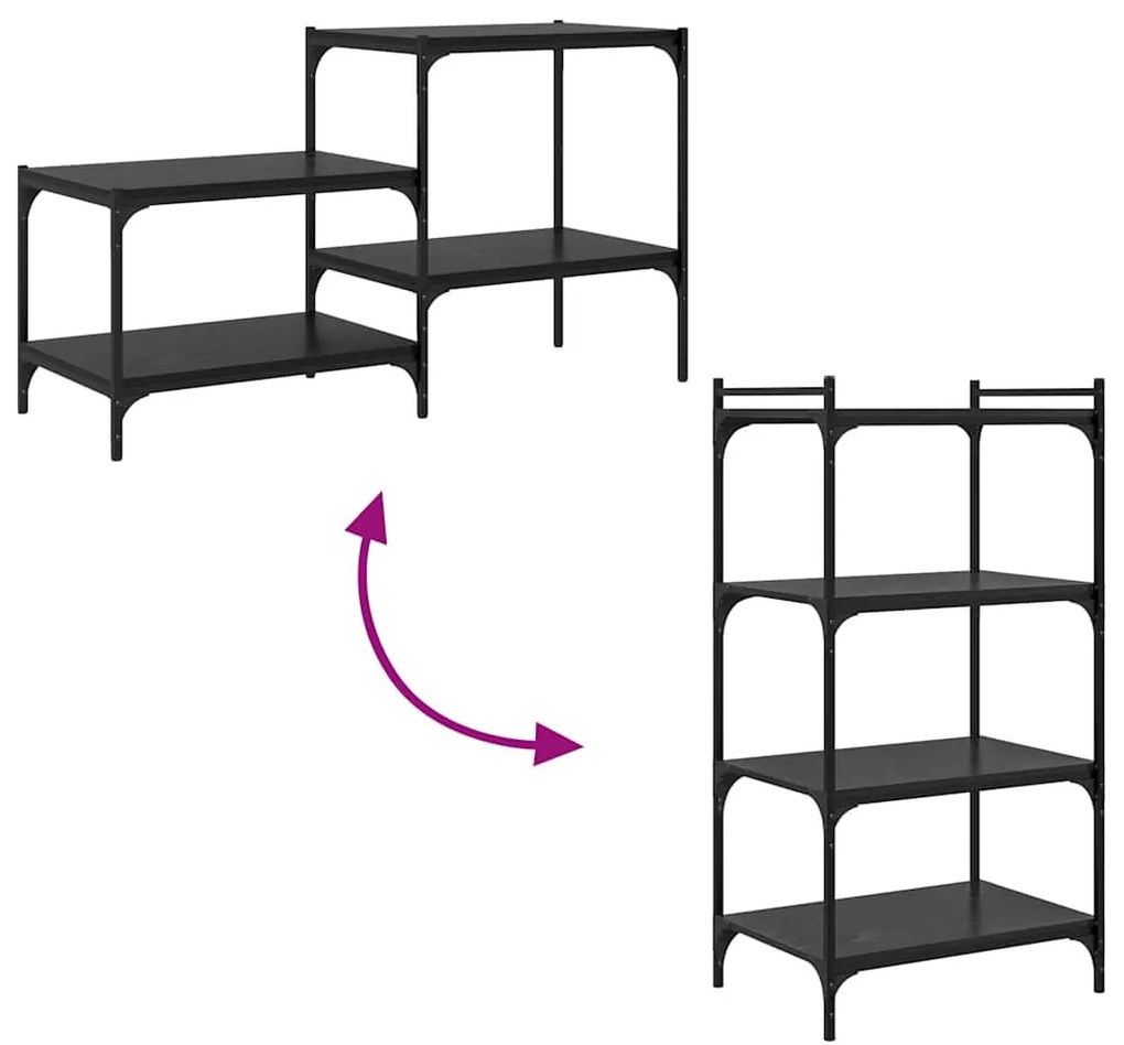 Polcos könyvespolc 4 pcs Fekete 60 x 40 x 1.5 cm Faanyag