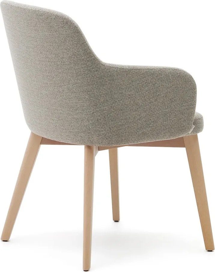 Bézs kárpitozott karfás étkezőfotel Nelida – Kave Home