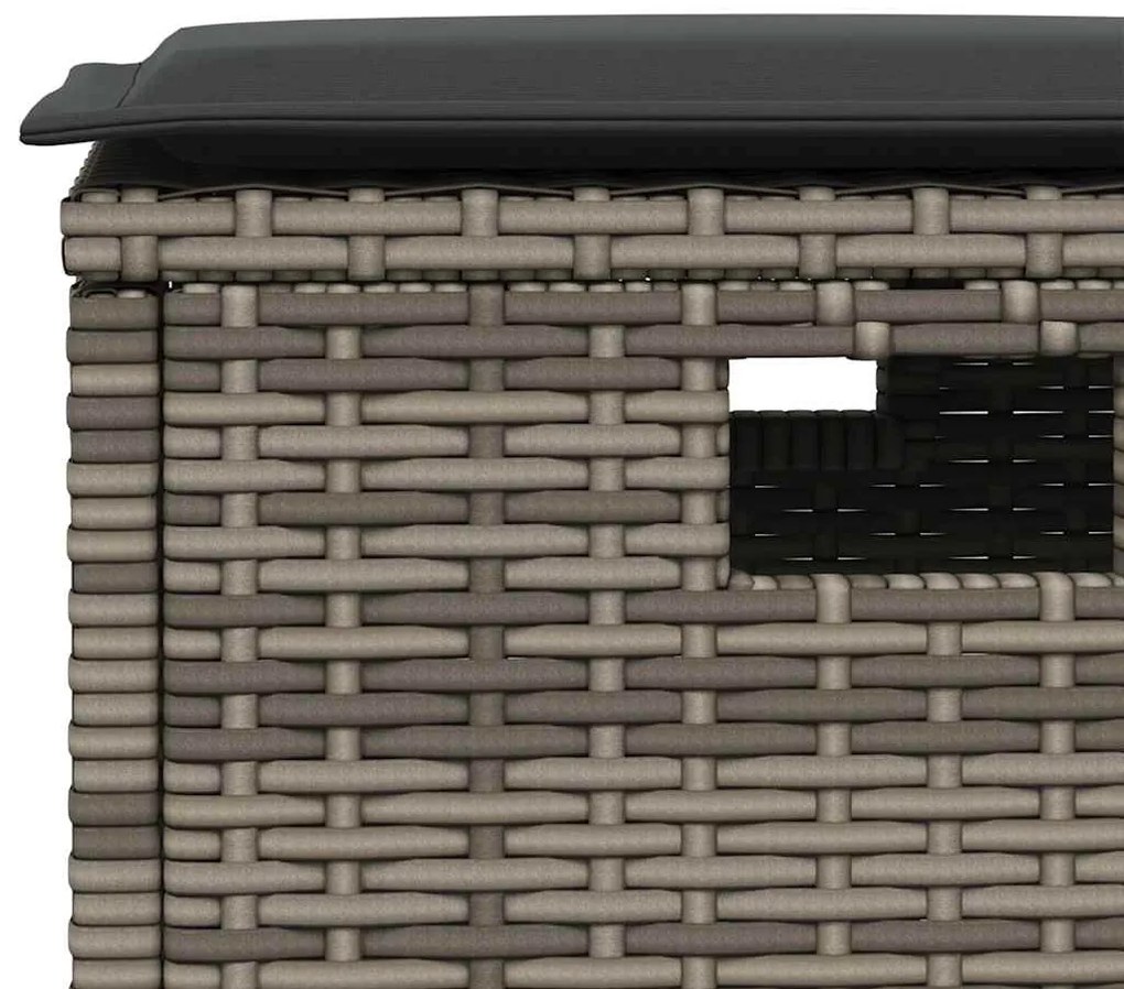 6 részes szürke polyrattan kerti ülőgarnitúra párnákkal L-alakú