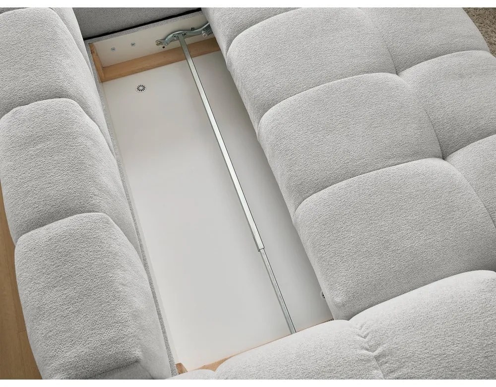 Világosszürke zsenília kinyitható-tárolóhelyes sarokkanapé (jobb oldali-L alakú) Everest – Bobochic Paris