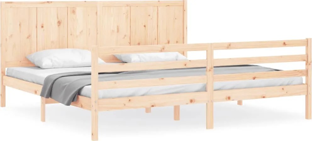 vidaXL tömör fa ágykeret fejtámlával 200 x 200 cm