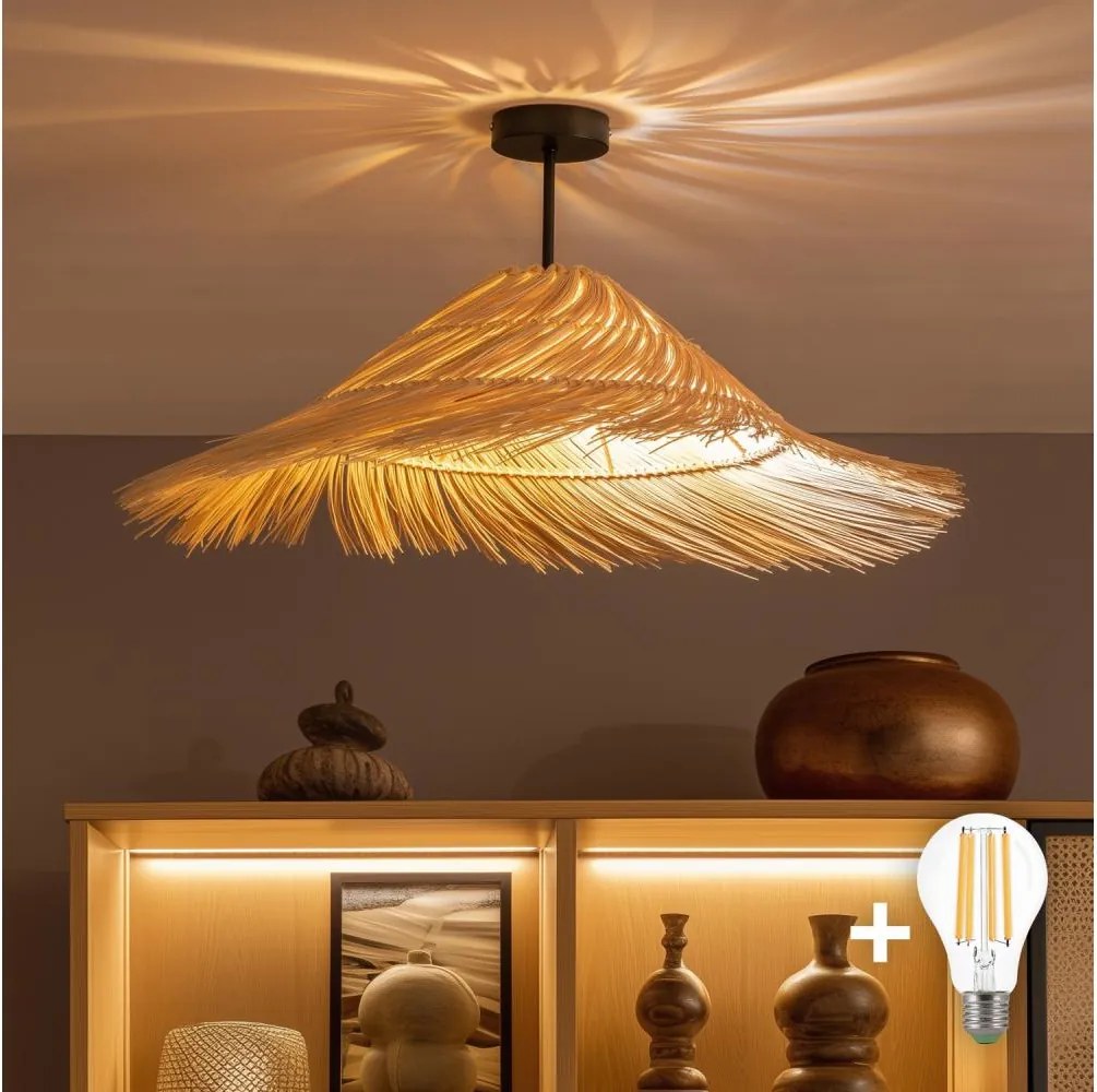 Brilagi - LED felületre szerelt csillár CERIA BOHO 1xE27/60W/230V átmérő 70 cm fekete/bézs