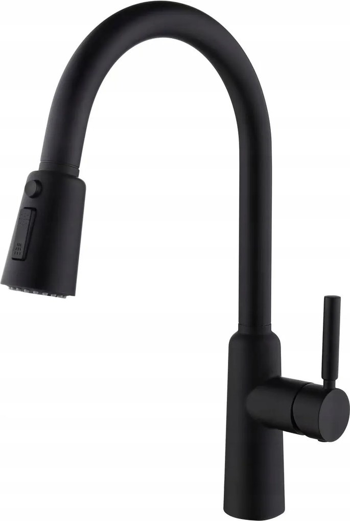 Konyhai csaptelep matt fekete, kihúzható kifolyócsővel csaptelep