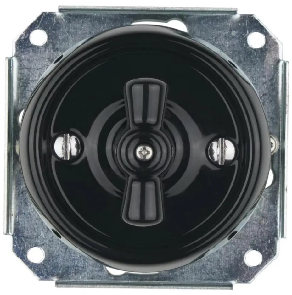 Bohemia-Design - retro porcelán forgókapcsoló, keret nélkül, 7-es, fekete