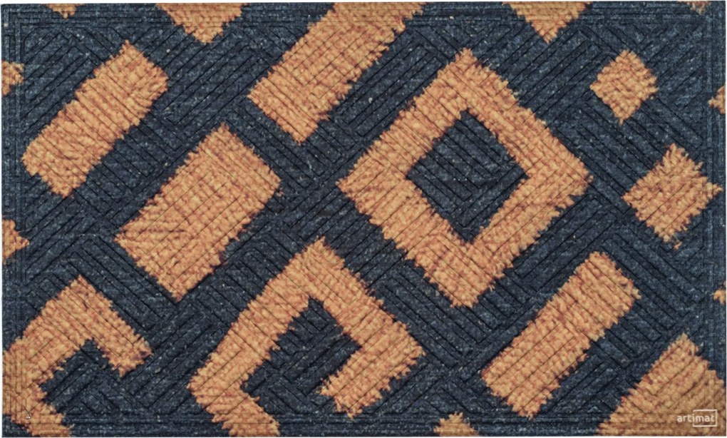 Lábtörlő gumi ajtóhoz geometrikus nyomtatással 75x45 sárga zöld