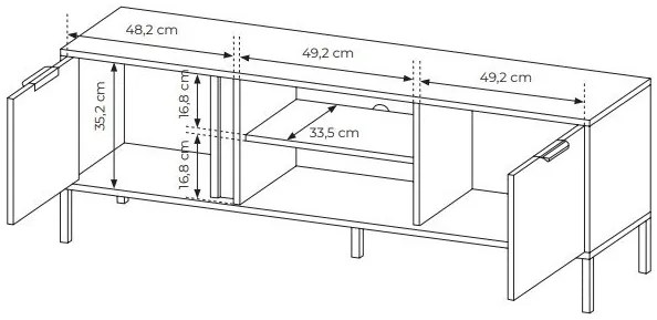TV asztal/szekrény Lyran 2D (antracit + arany). 1071359