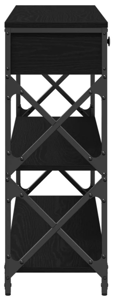 Konzoltábla Fekete Tölgy 100x28x75 cm Mérnöki Fa és Acél